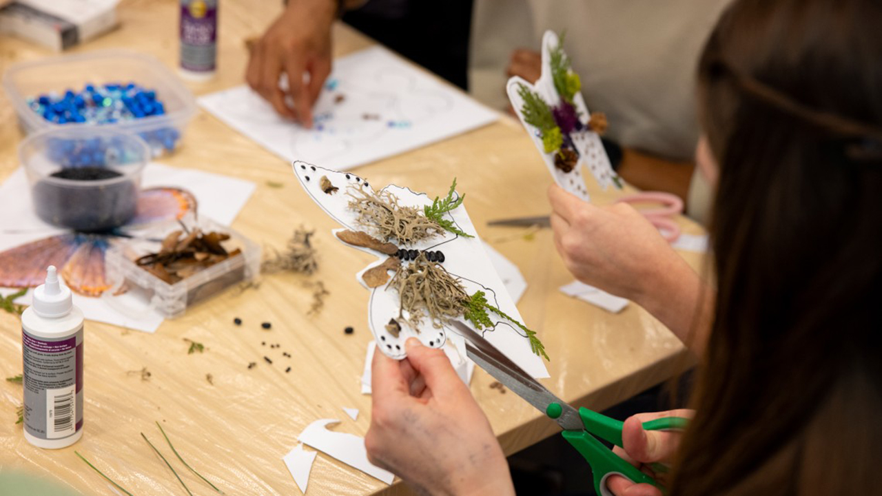 Members of the Ithaca Community visited campus for the March 15 event, creating butterflies.
